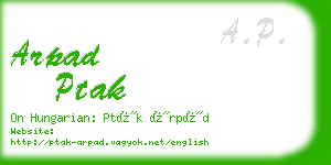 arpad ptak business card